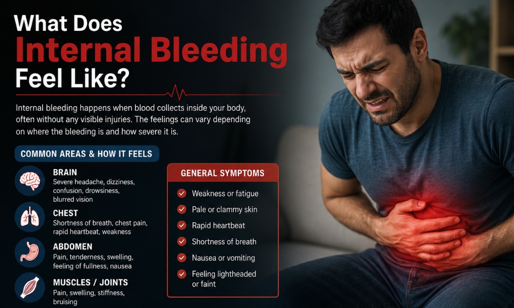 Patient experiencing severe abdominal pain and dizziness from possible internal bleeding