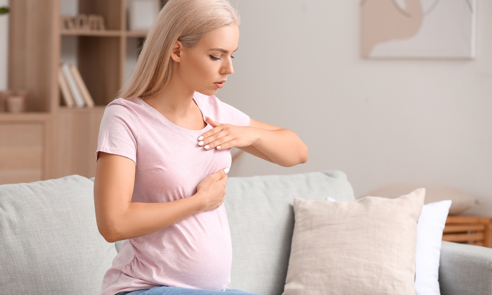 Emergency room evaluation for sharp chest pain under left breast including heart and lung assessment
